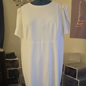 Calvin Klien Chic Short Sleeve Off White Dress